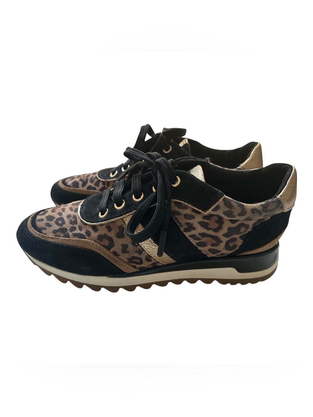 Geox Respira D Tabelya Summer Fun Leopard/Black Suede Leather Sneakers (Size 8)